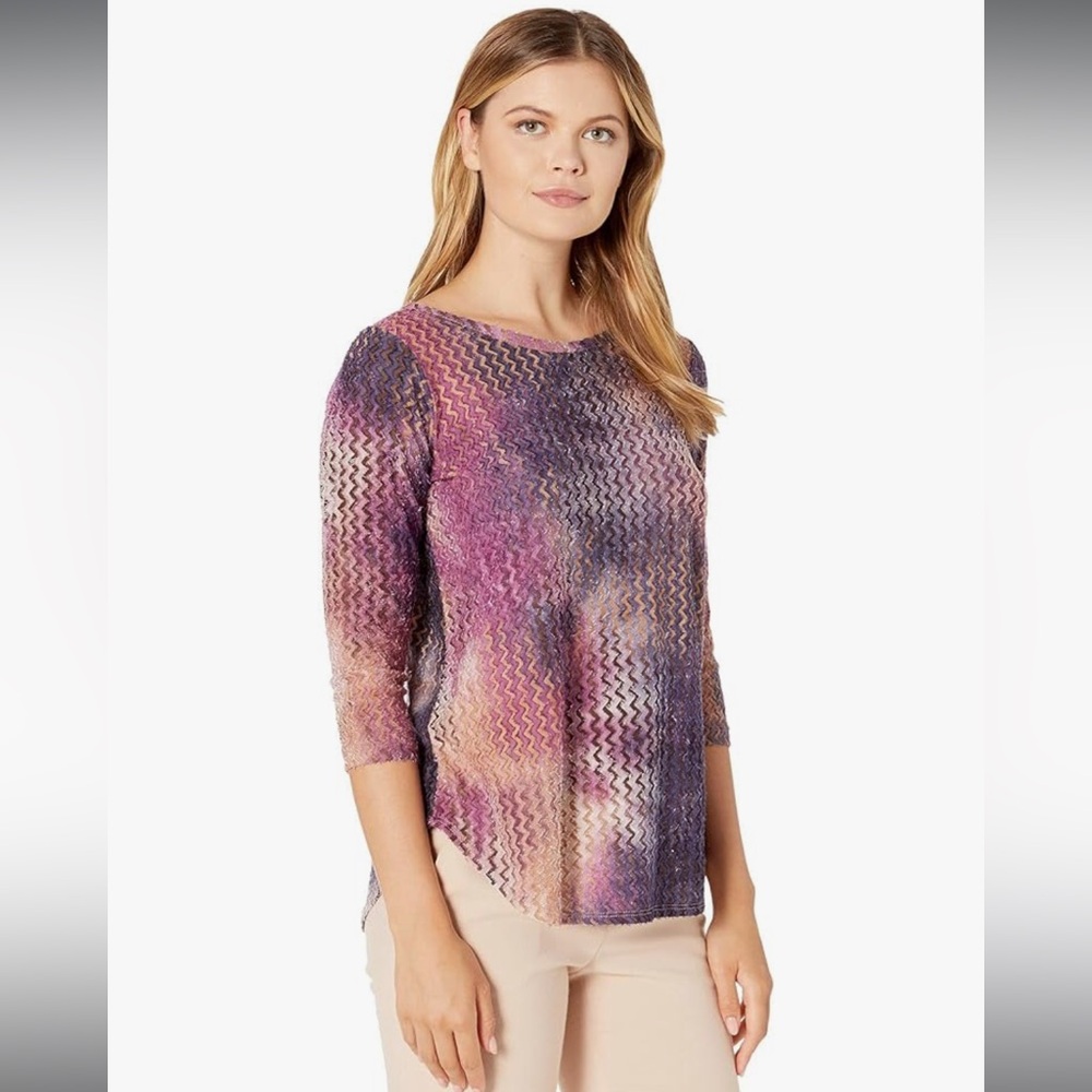 Karen Kane Amber Wave Burnout Shirttail Shirt - Picture 2 of 12